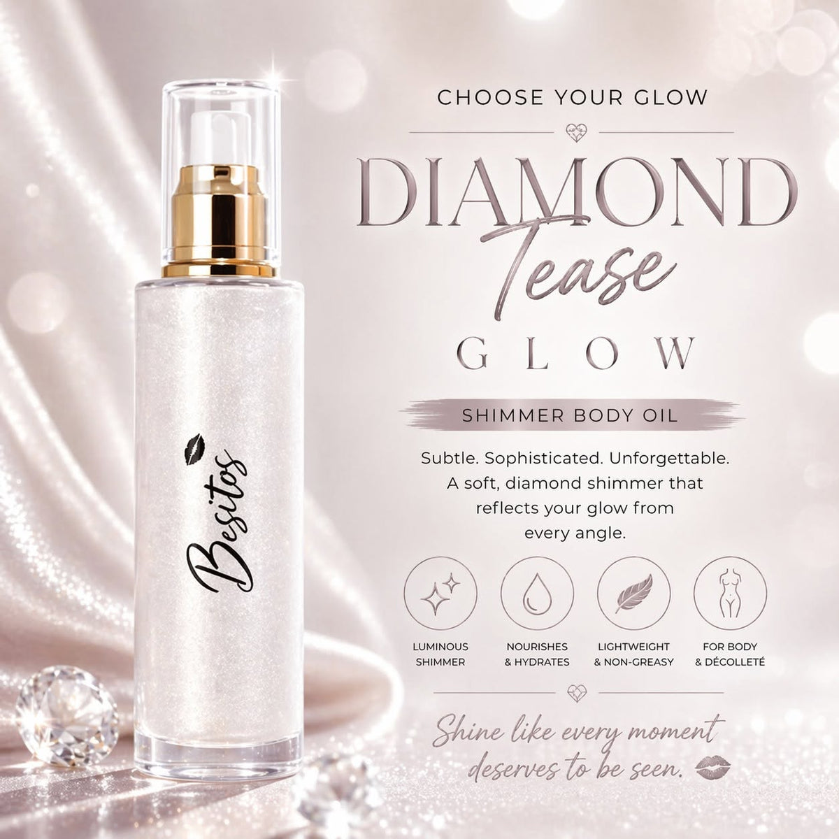 Besitos Beauty Shimmer Body Oil | Radiant Glow Collection