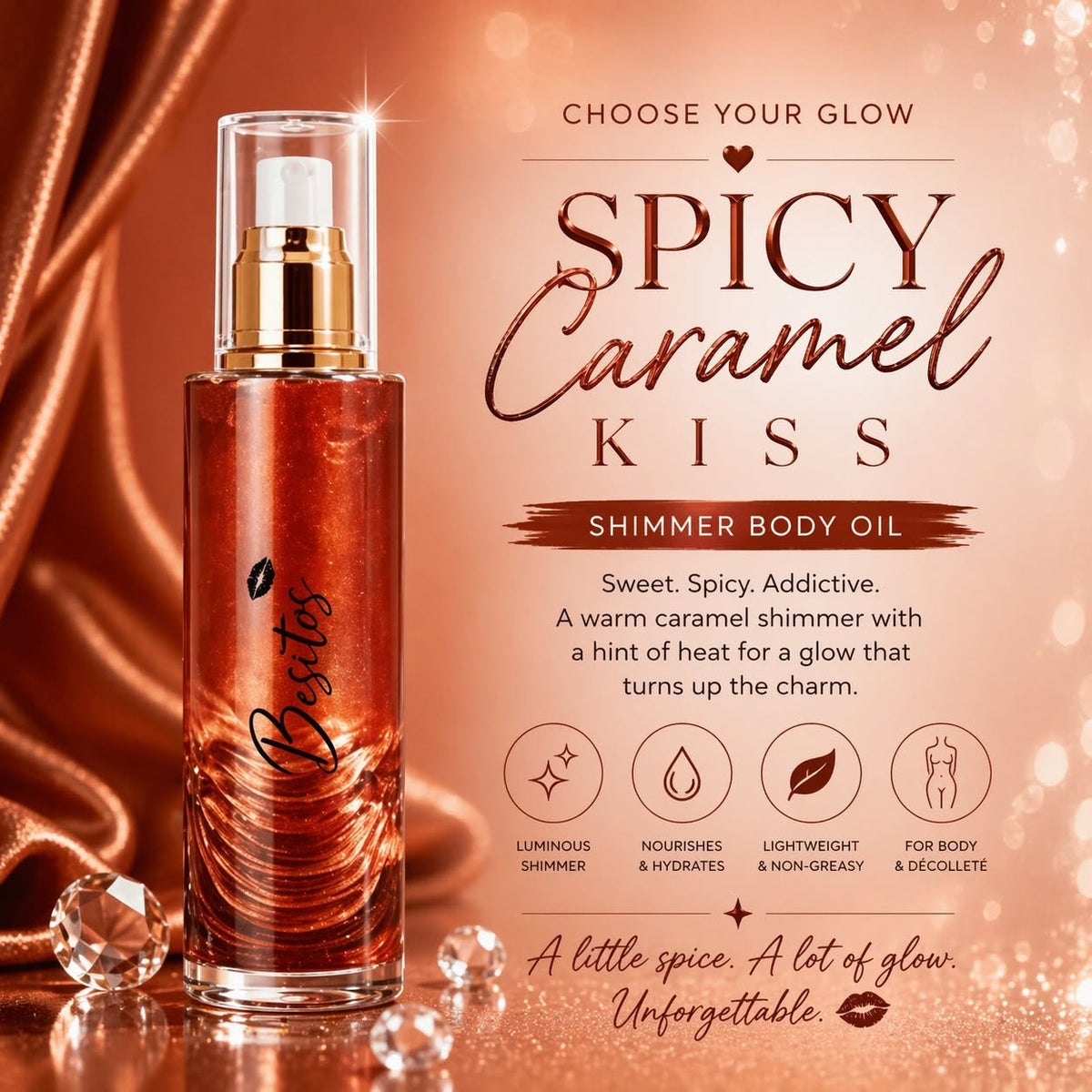 Besitos Beauty Shimmer Body Oil | Radiant Glow Collection