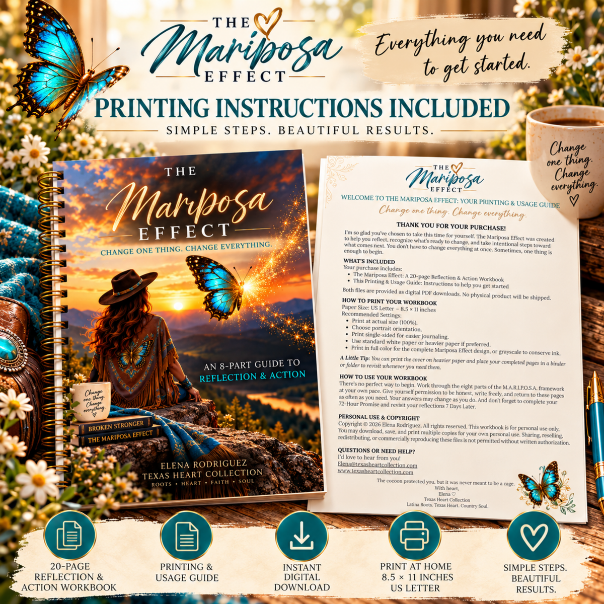 The Mariposa Effect | 20-Page Printable Reflection Workbook