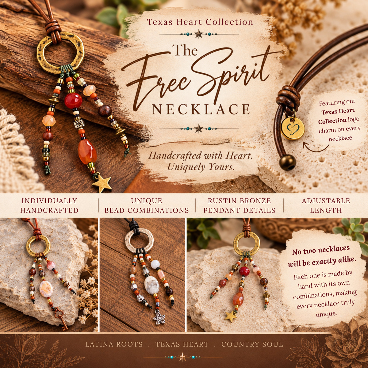 The Free Spirit Necklace | Handcrafted Texas Heart Collection