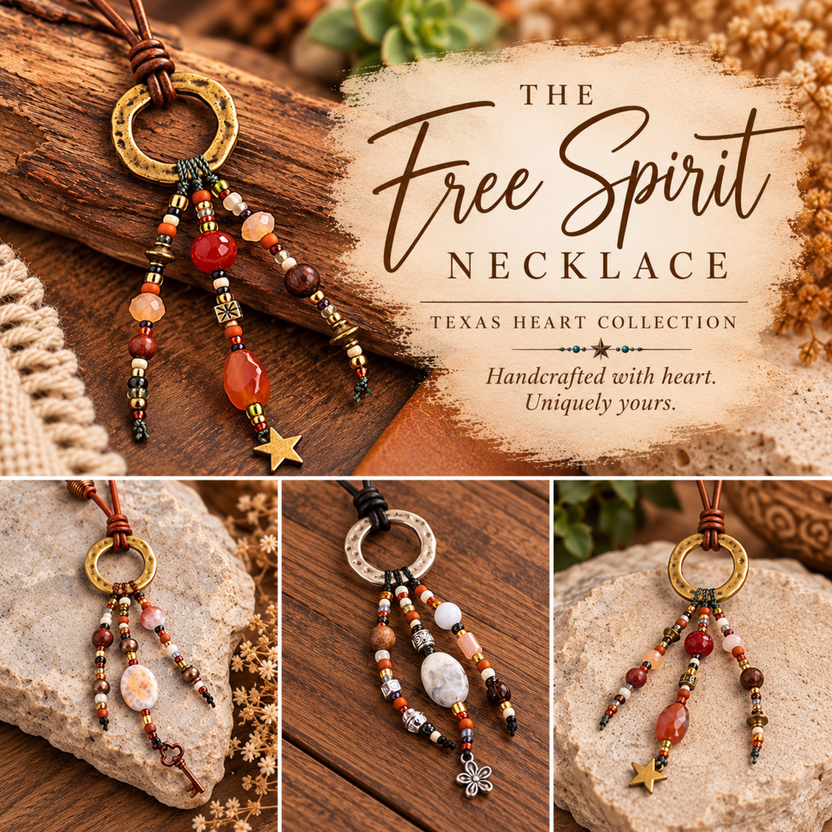 The Free Spirit Necklace | Handcrafted Texas Heart Collection