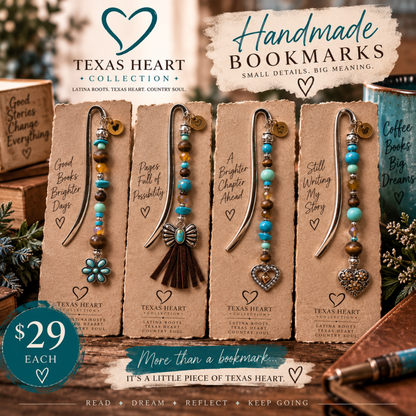 Texas Heart Beaded Bookmark