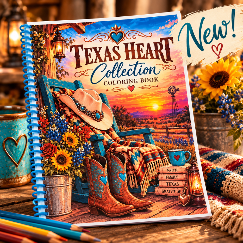 Texas Heart Coloring Book | A Coloring Escape for Grown Women